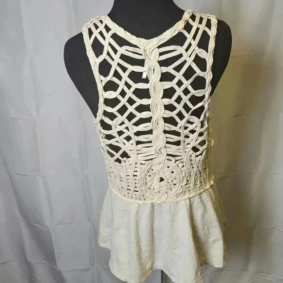 Free People Affairs‎ In Versailles Peplum,Macrame boho,hippiechic Tank SZ LARGE - Picture 7 of 9